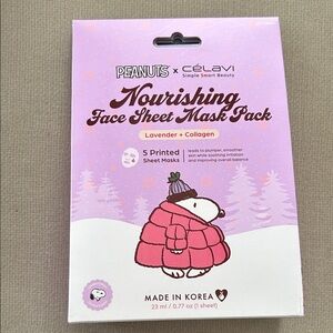 PEANUTS x CeLavi Nourishing Face Sheet Mask 4 printed sheets ~ NEW